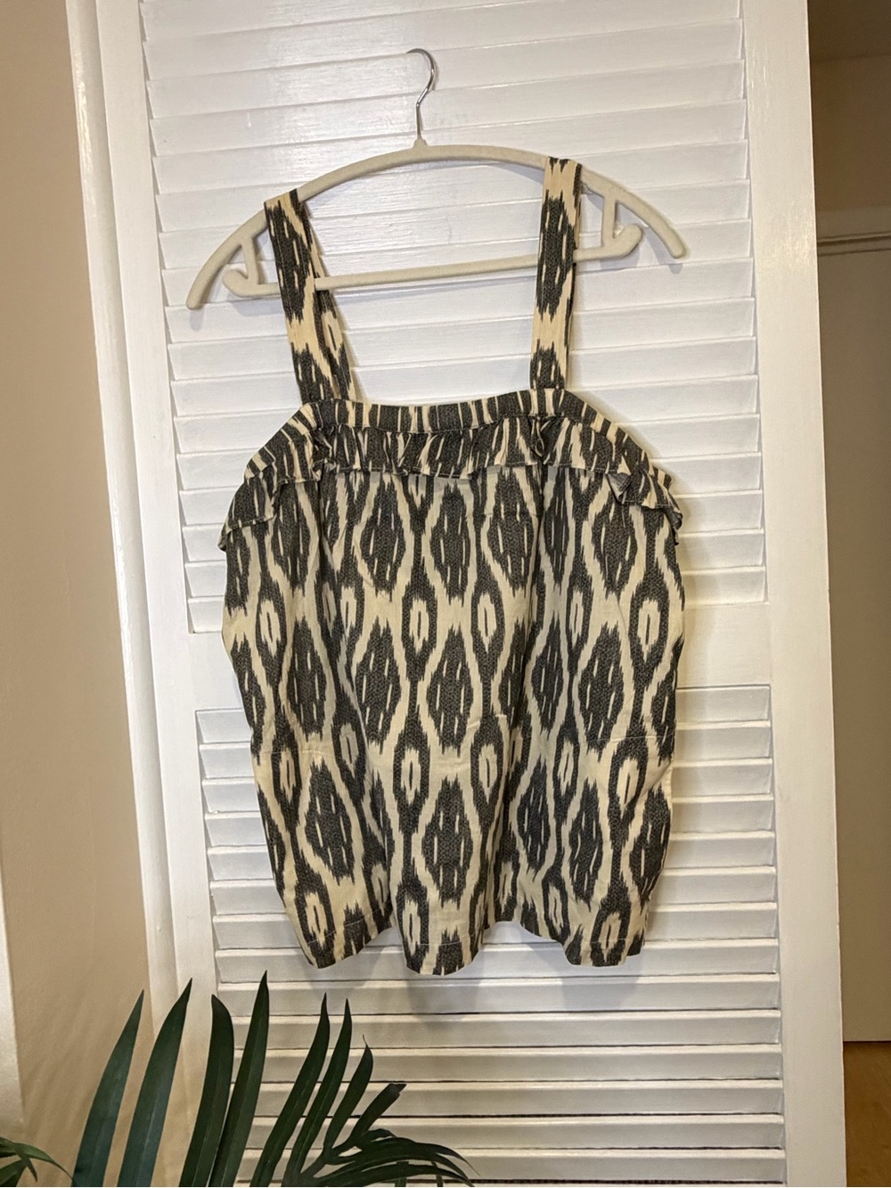 J.Crew 100% Cotton Ikat Print Ruffle Tank Top Size 10